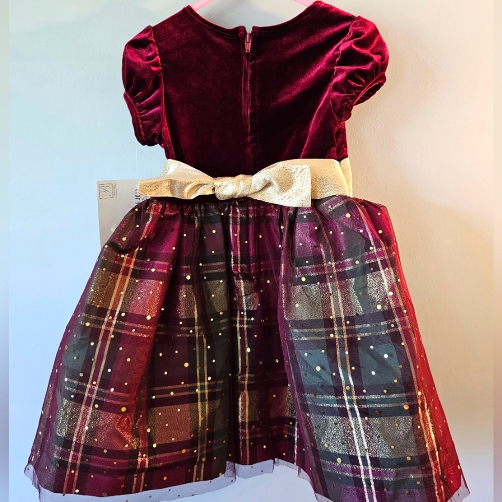 NWT-Bonnie Jean-Girl's-Dress-Size 3T-Burgundy & Gold - Picture 5 of 5